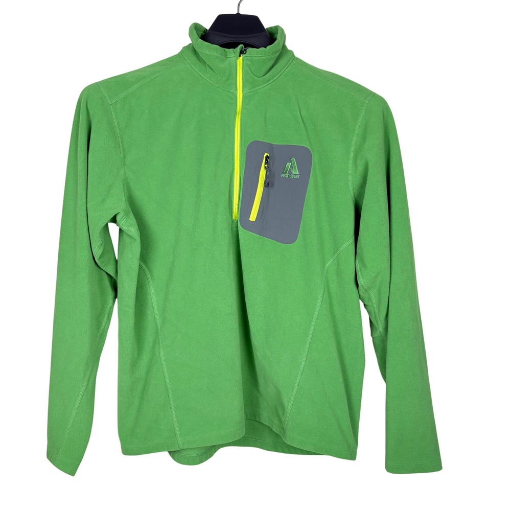 Eddie Bauer First Ascent Mens Large Lime Green Fleece Quarter Zip Pullover
